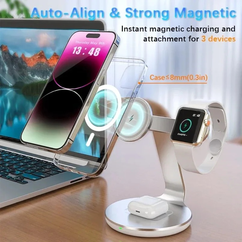 3 in 1 무선 충전 스탠드 360도 회전 3개 충전 - Wireless Charger Watch 리뷰 및 가격