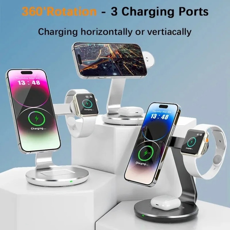 3 in 1 무선 충전 스탠드 360도 회전 3개 충전 - Wireless Charger Watch 리뷰 및 가격